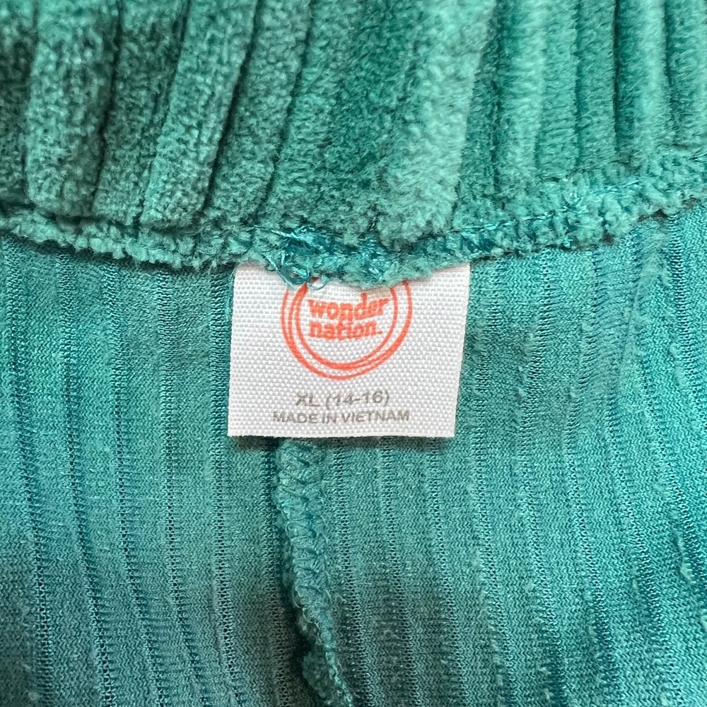 Wonder Nation - Sweatpants Kids Girls XL Green Thick Ribbed Pullon Wide Leg - Picture 5 of 10